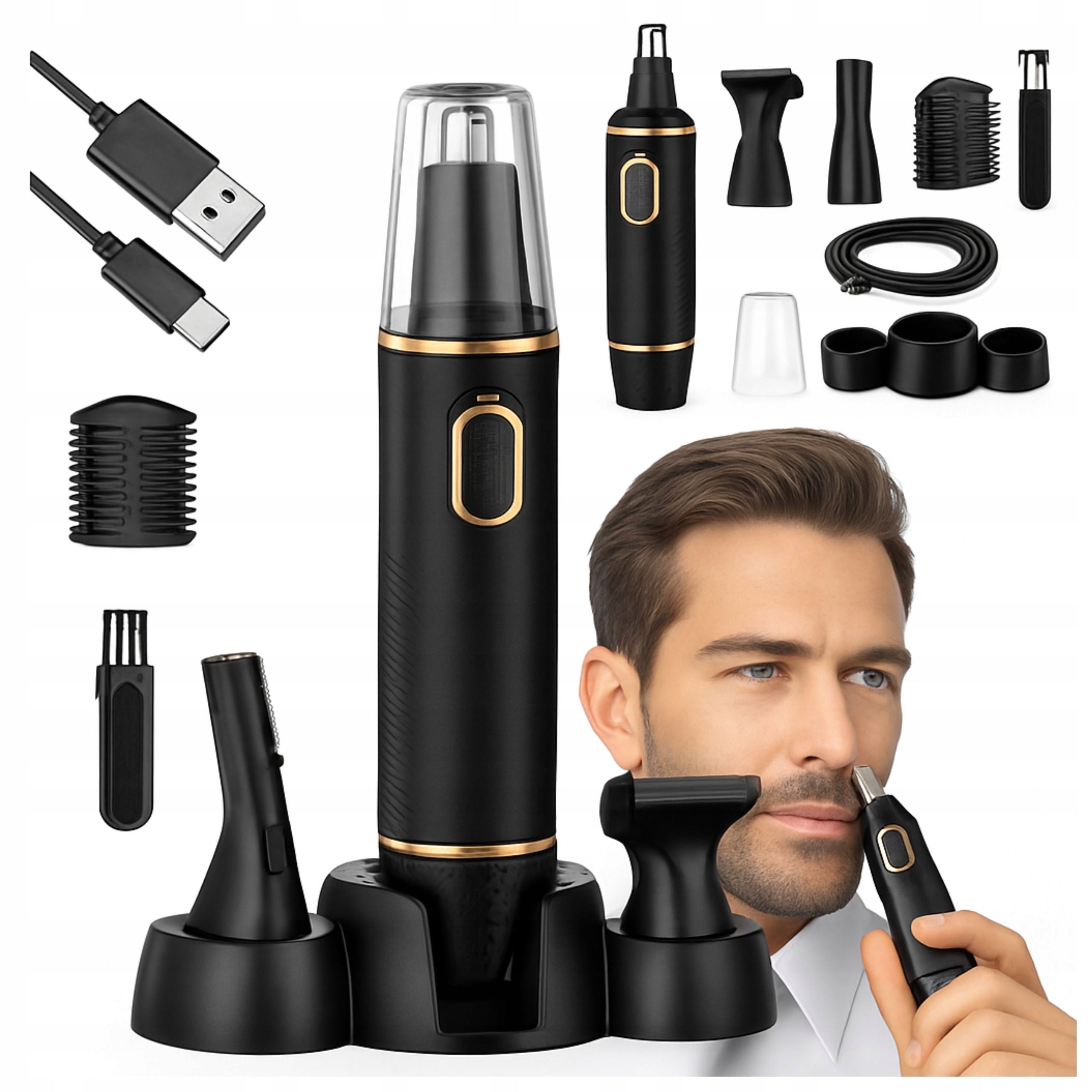 3in1 Men's Nose Trimmer Ear Beard USB-C Waterproof Set