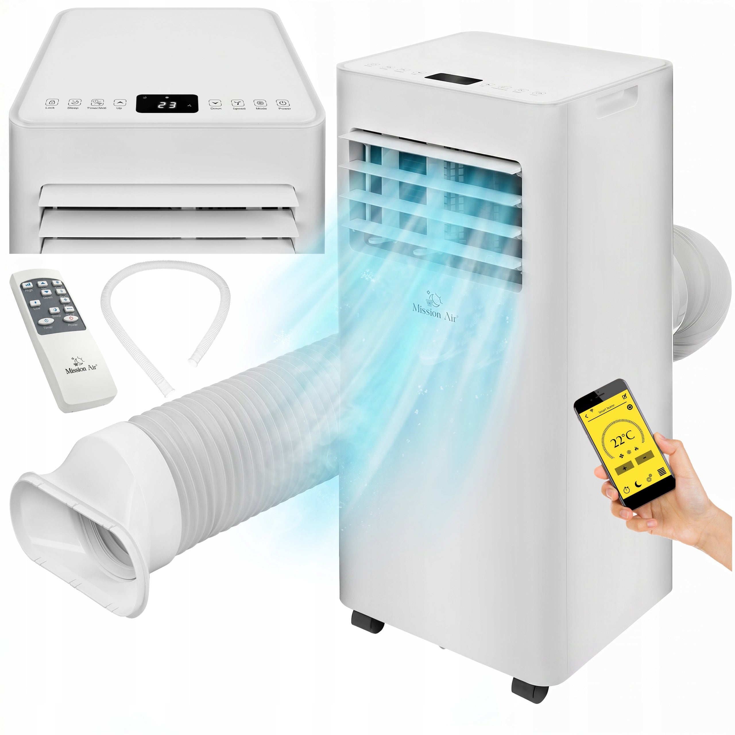 3in1 PORTABLE AIR CONDITIONER Mission Air 2,1kW +dehumidifier 20l/24h TIMER WiFi
