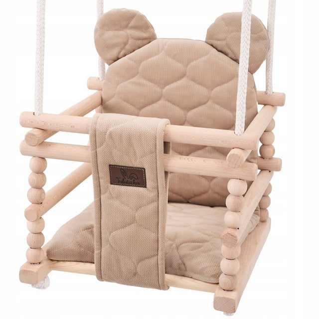 3in1 Wooden Bucket Swing for Kids Home Garden - Beige Manufacturer code Huśtawka 3w1