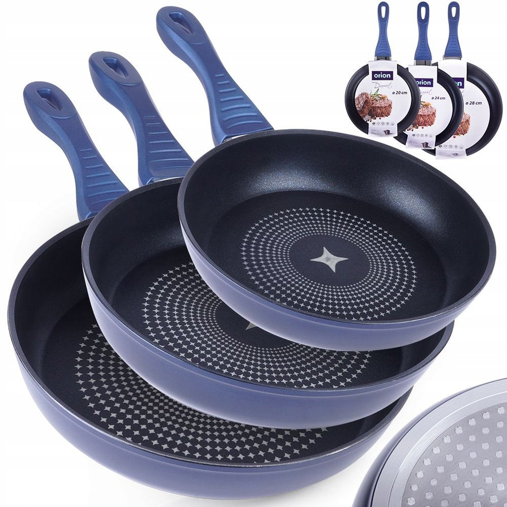 3x DIAMOND frying pan for frying stewing pan set ORION 20 24 28cm