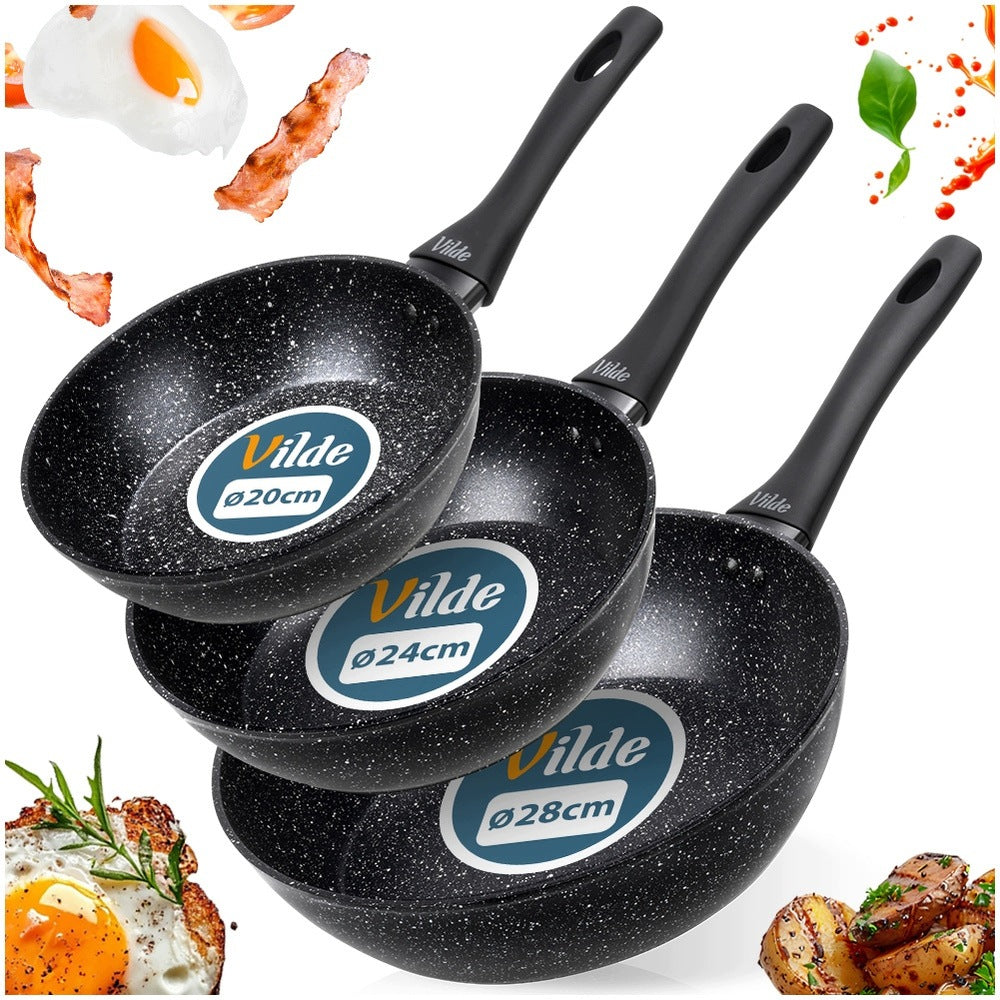 3x GRANITe frying pan for frying gas induction VILDE 20 24 28cm