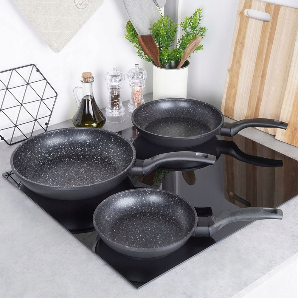 3x GRANITe frying pan for frying stewing pan set ORION 20 24 28 cm Brand Orion