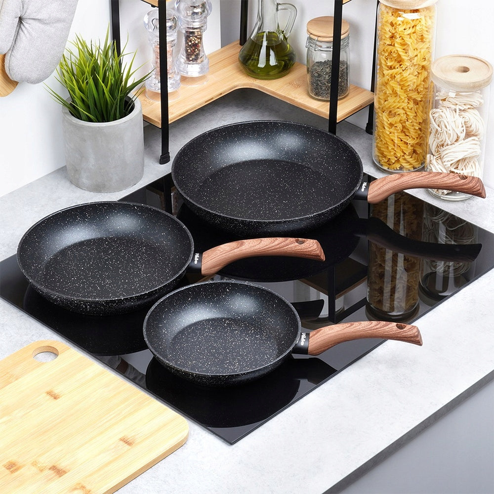 3x GRANITe frying pan for frying stewing set of pans VILDE 20 24 28 cm Packaging status original