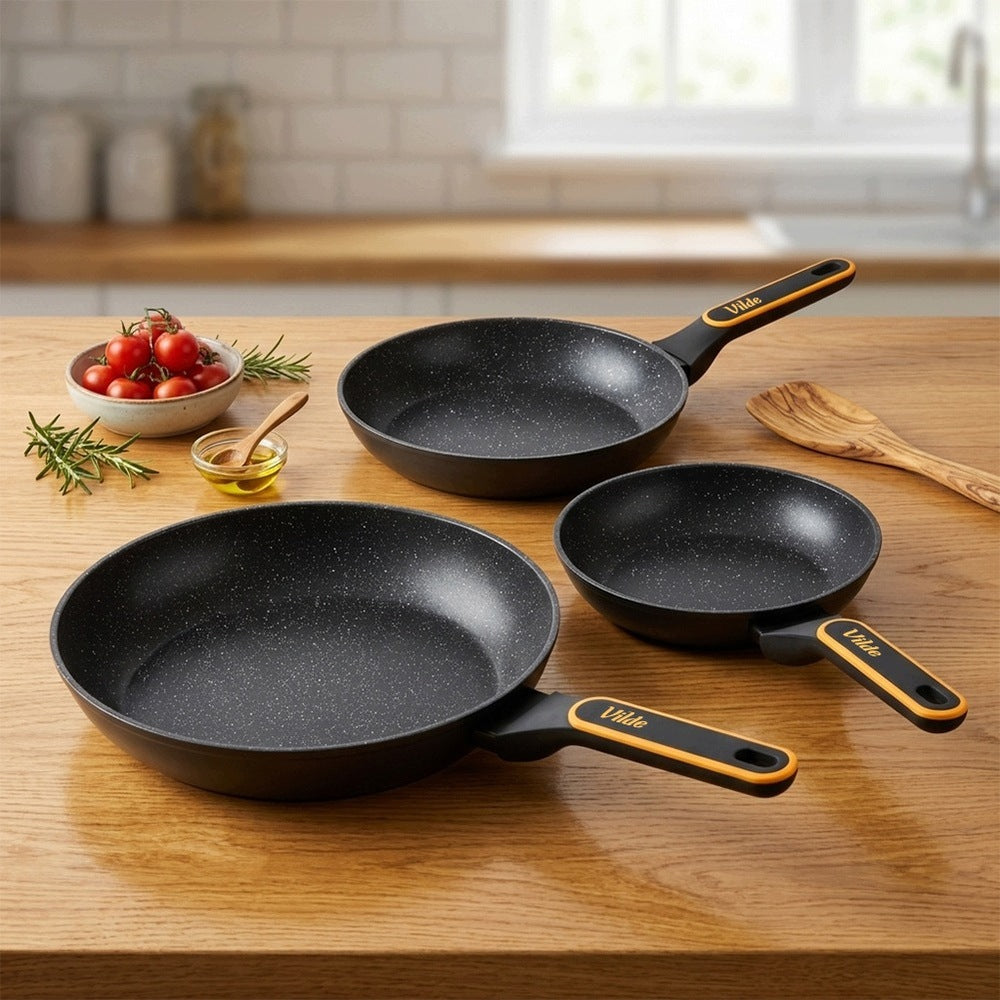 3x GRANITe frying pan for frying stewing set of pans VILDE 20 24 28 cm Packaging status original