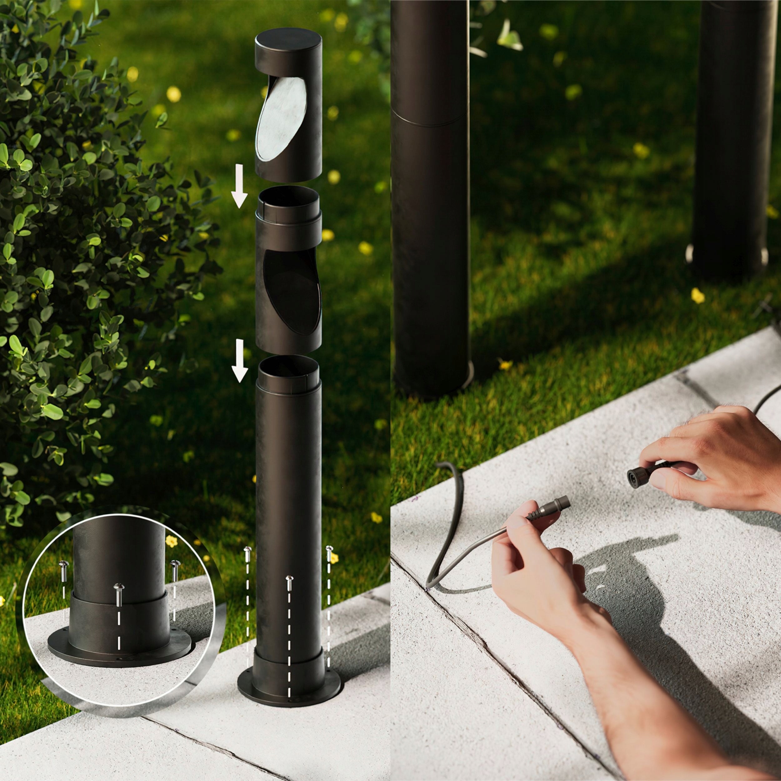 3x Garden Lamp Outdoor POST 70cm LED 1.5W + Power Supply 24V Philips Manufacturer code Philips