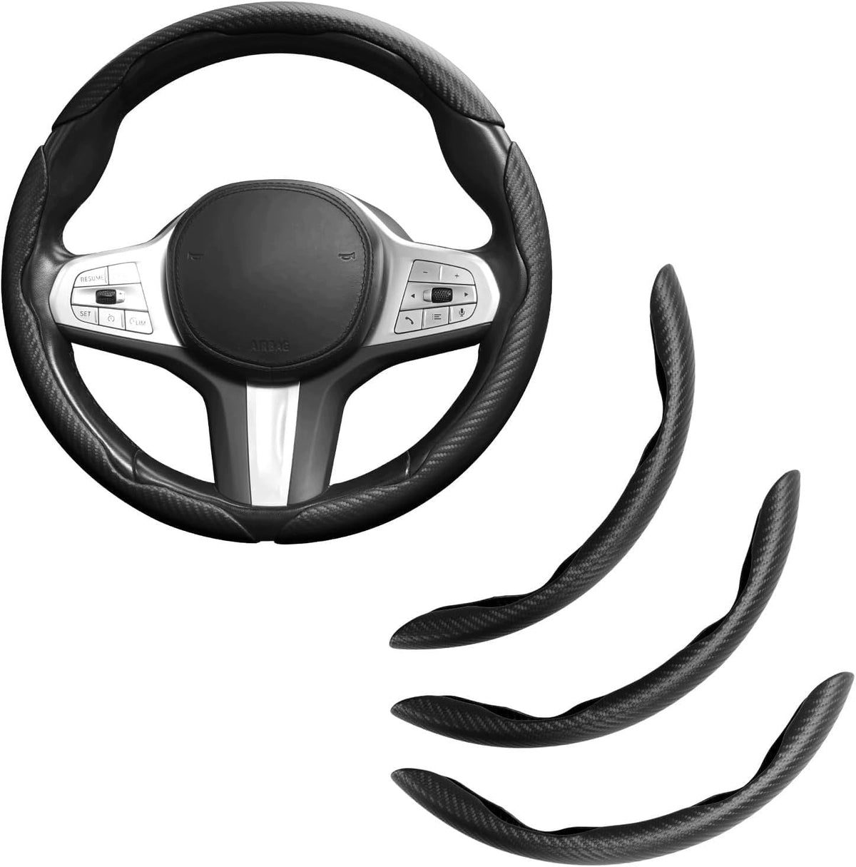 3x HANDLEBAR COVER CARBON FIBER NON-SLIP UNIVERSAL