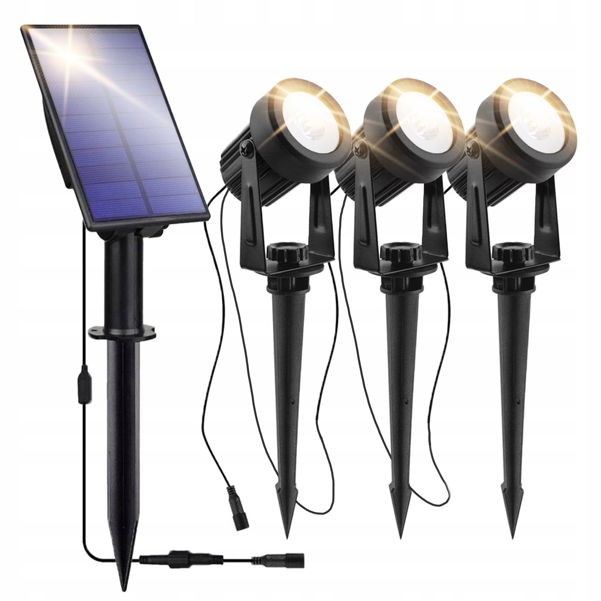 3x LED Garden Headlight Punched Solar Skewer Solar Lamp IP65