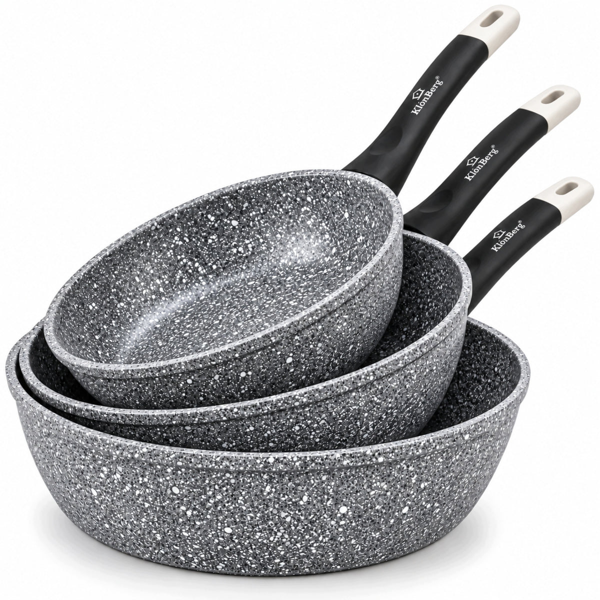 3x PAN SET OF GRANITE PANS 20/24/28 cm INDUCTION ALUMINUM GAS
