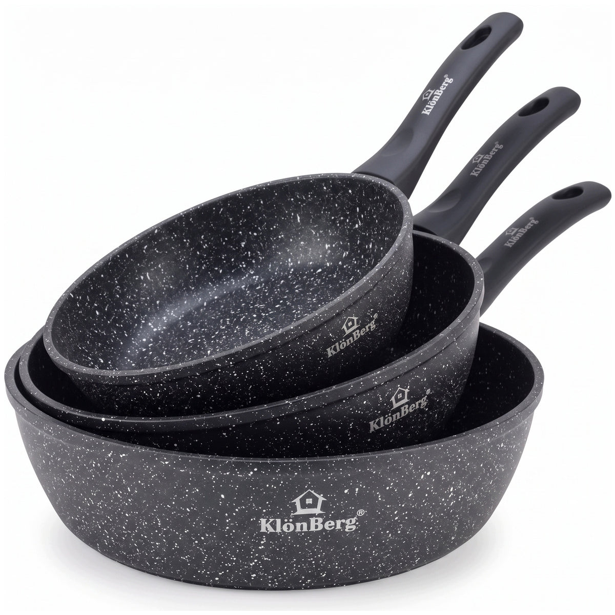 3x PAN SET OF MARBLE PANS 18/22/26 cm INDUCTION ALUMINUM GAS