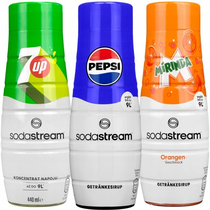 3x SYRUP CONCENTRATE SODASTREAM 7UP MIRINDA PEPSI SATURATOR WATER JUICE GAS