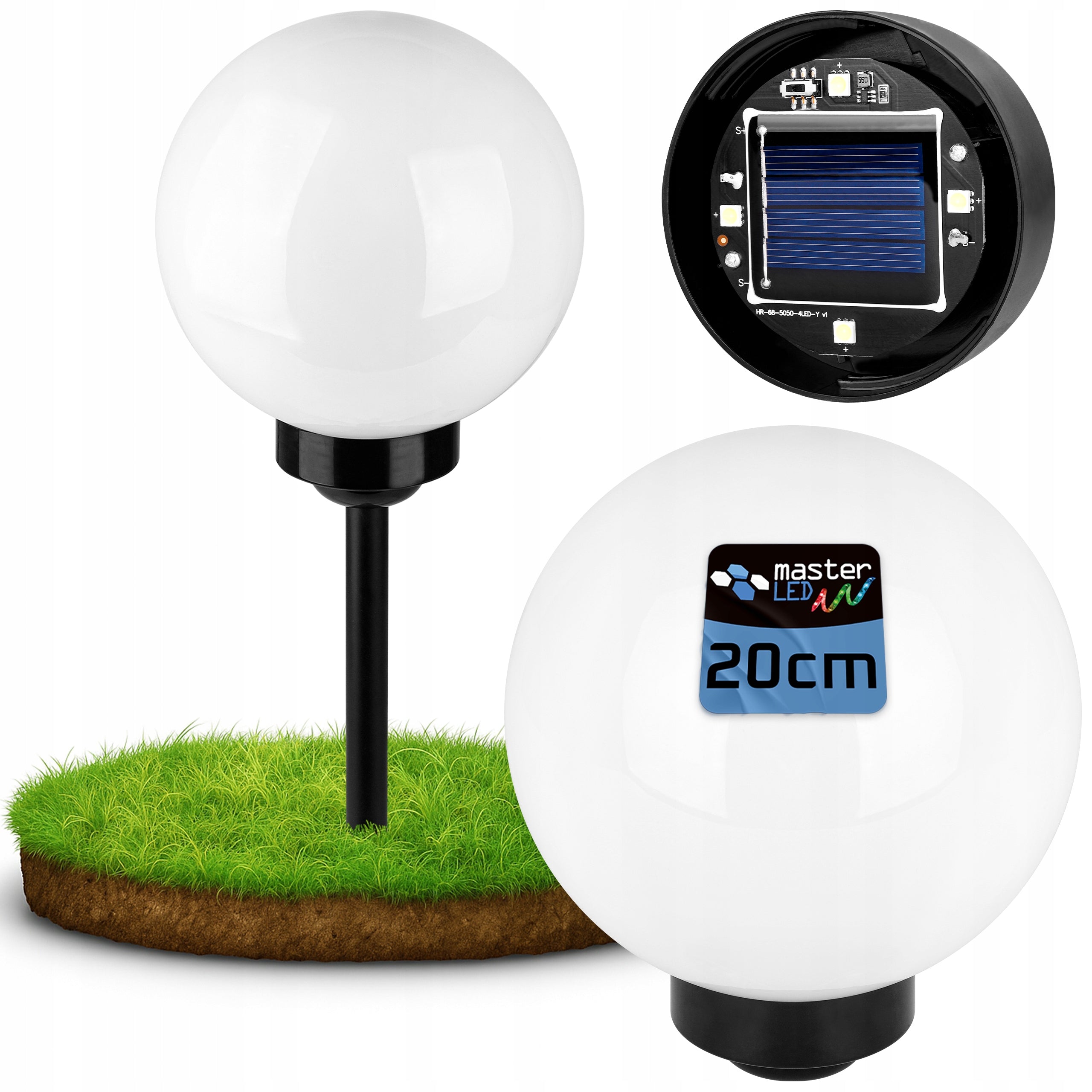 3x Solar Garden Lamp LED Ball 20cm Punched Ground White Milk Packaging status original
