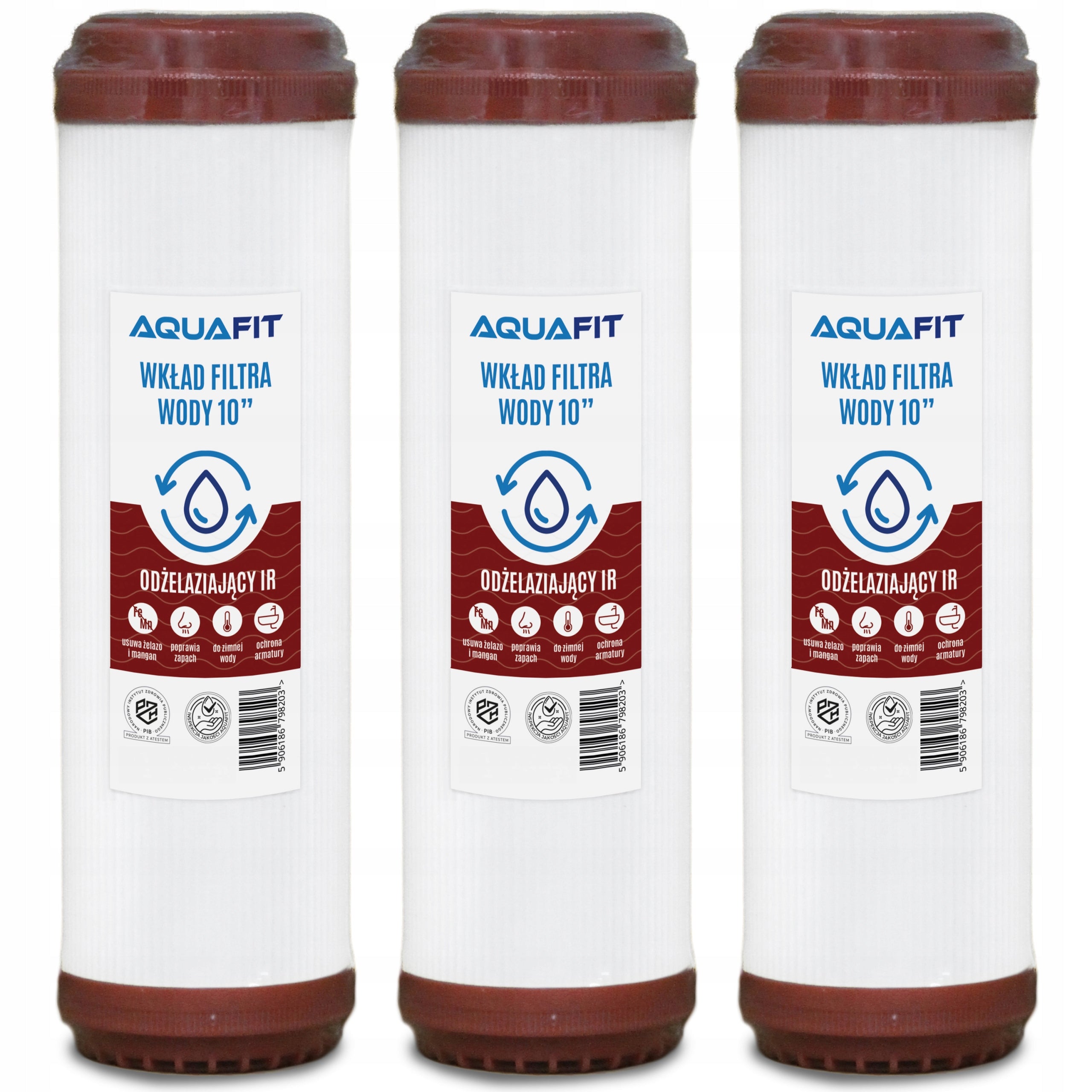 3x Water Filter 10" Water Iron Refill for Iron and Manganese IR AQUAFIT
