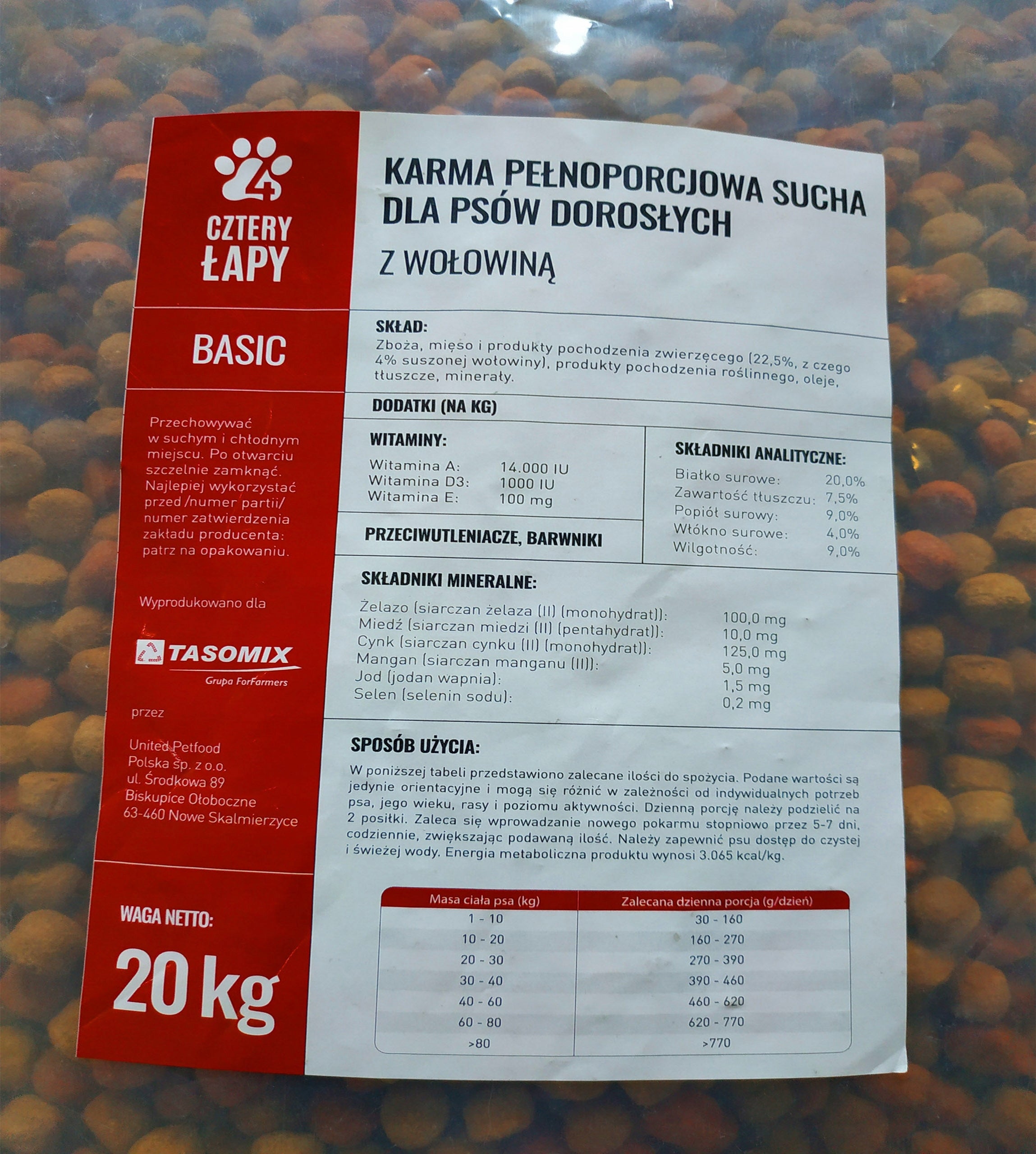 4 PAWS BASIC 20kg beef feed READ the listing description ONLY IN POST Packaging status original