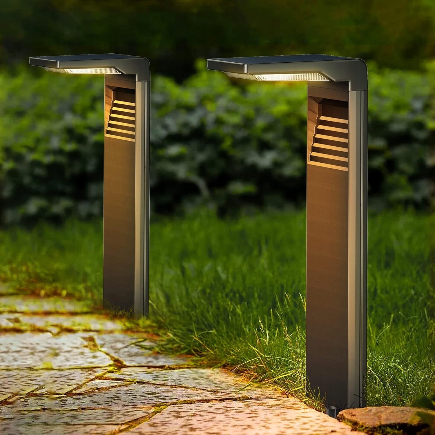 4 PCS SOLAR LAMP LED GARDEN POST PUNCHED SKEWER TWILIGHT SENSOR Thread type built-in LED source