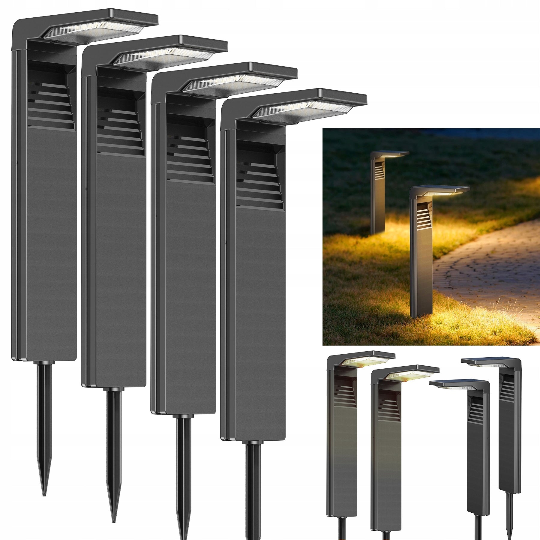 4 PCS SOLAR LAMP LED GARDEN POST PUNCHED SKEWER TWILIGHT SENSOR