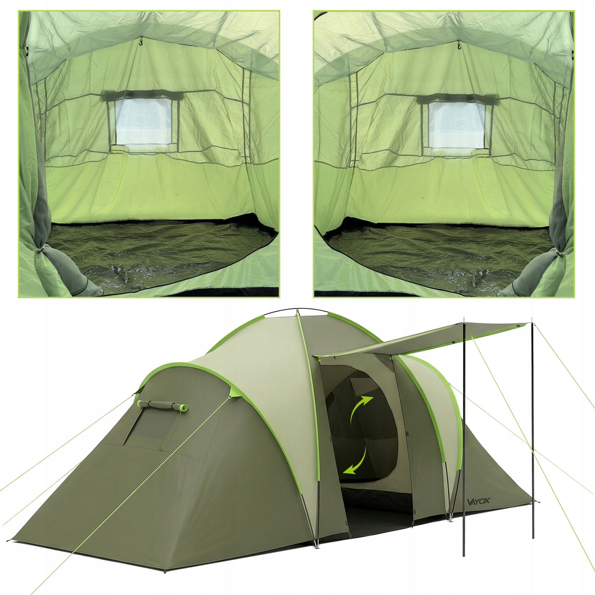 4 PERSON CAMPING TENT WATERPROOF FAMILY LARGE VAYOX Manufacturer code NAMIOT PRO PU4000MM 2 SYPIALNIE POKROWIEC