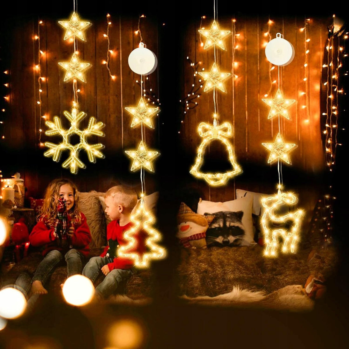 4-PIECE CHRISTMAS WINDOW LED DECORATION WITH 3D SUCTION CUP 12 ELEMENTS Packaging status original