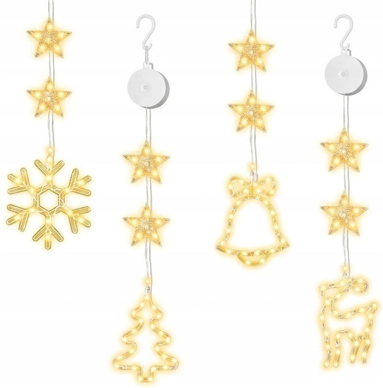 4-PIECE CHRISTMAS WINDOW LED DECORATION WITH 3D SUCTION CUP 12 ELEMENTS