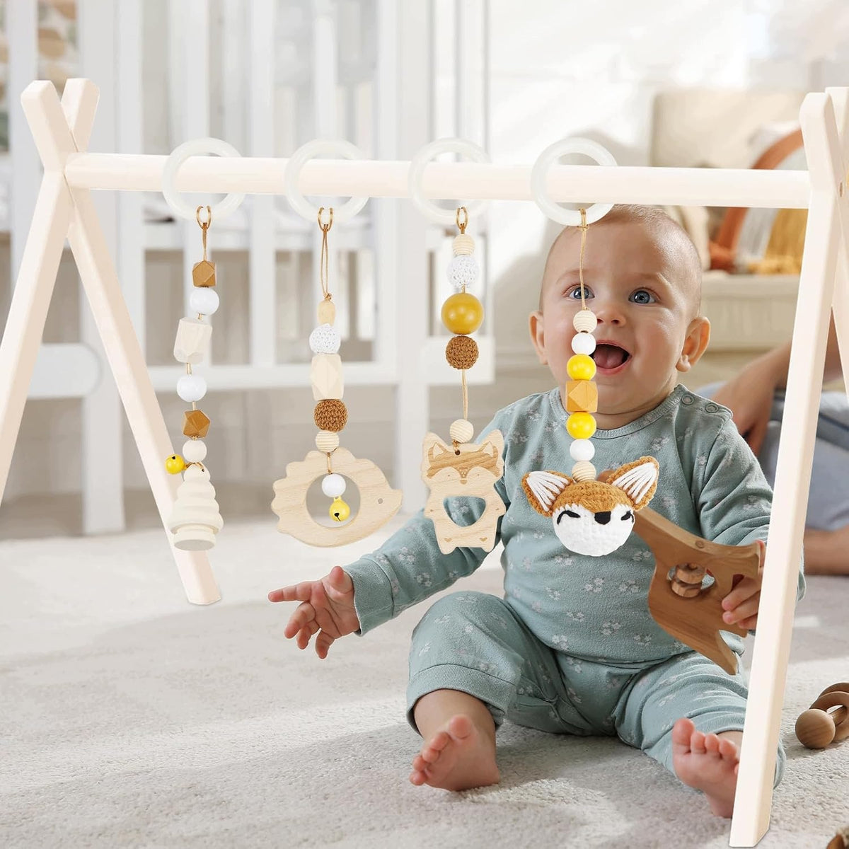 4 Pendants Set Educational Stand Gymnastic Baby Gym Different Colors! Kind pendants