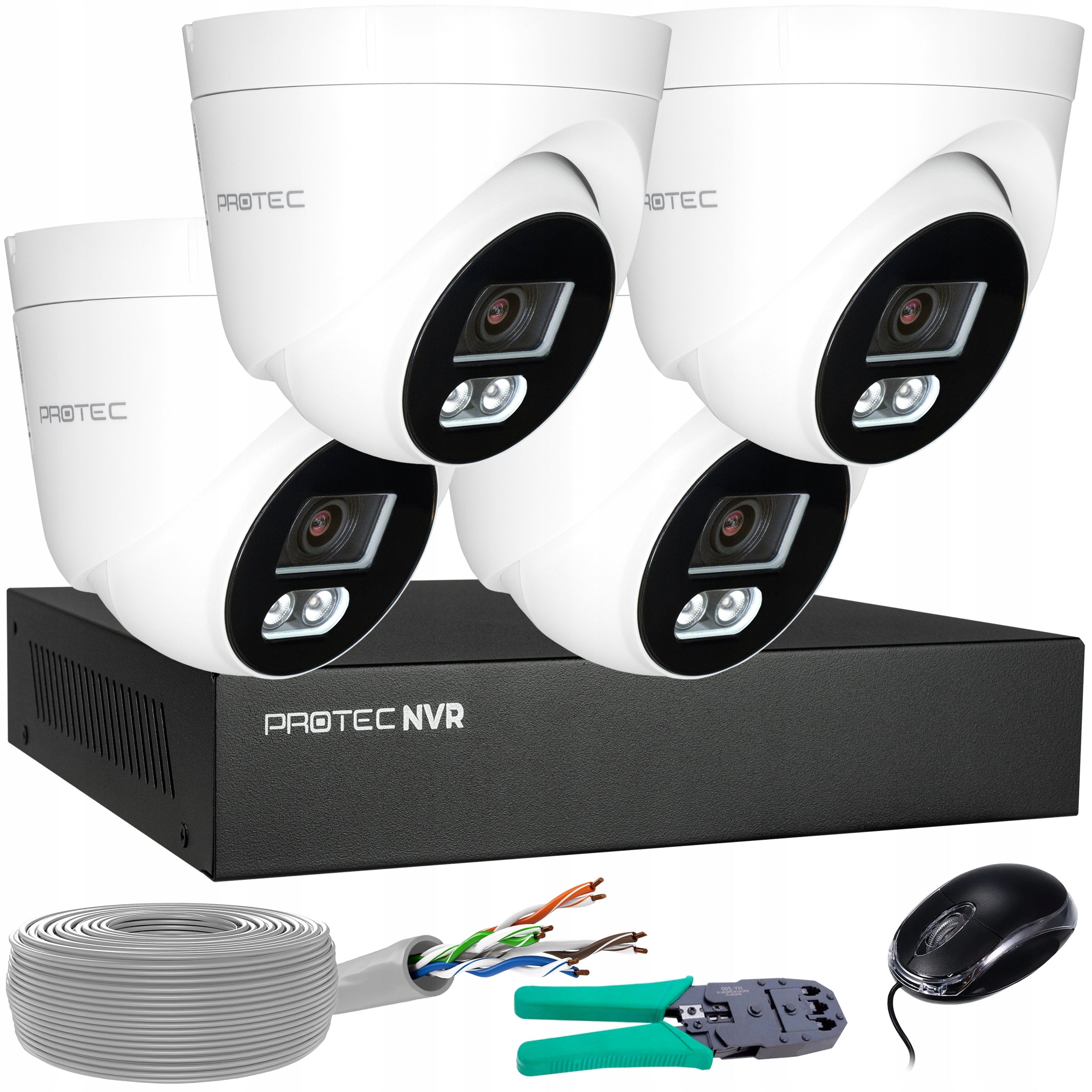 4 Security Cameras 8MP 4K POE Human Detection Kit Without hdd