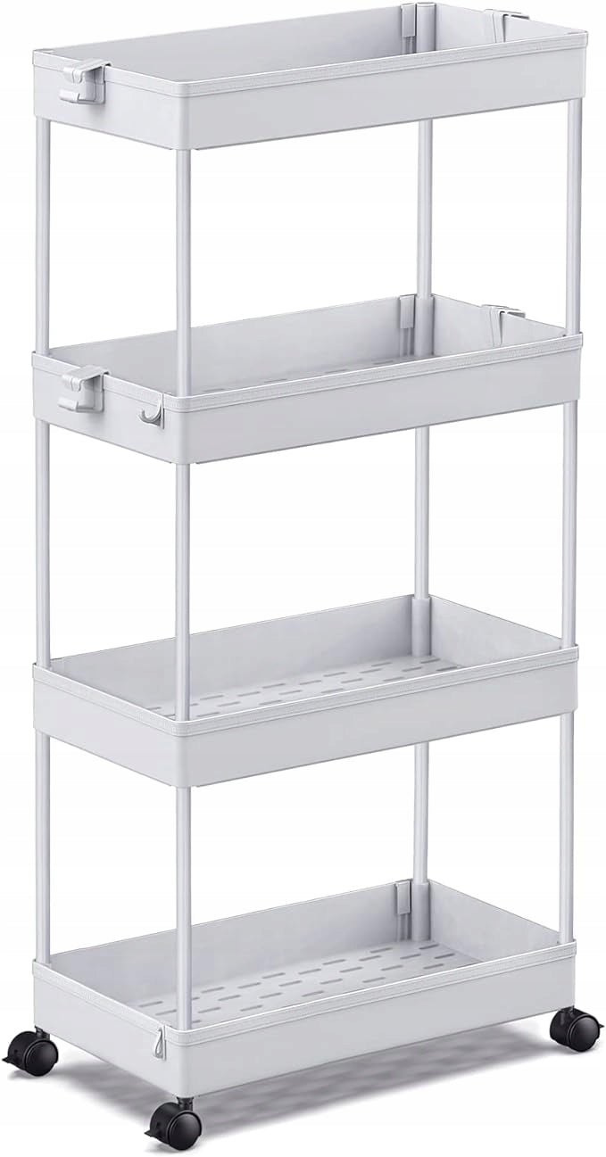 4-Tier Spice Rack Organizer Shelf with Wheels - Ash Grey