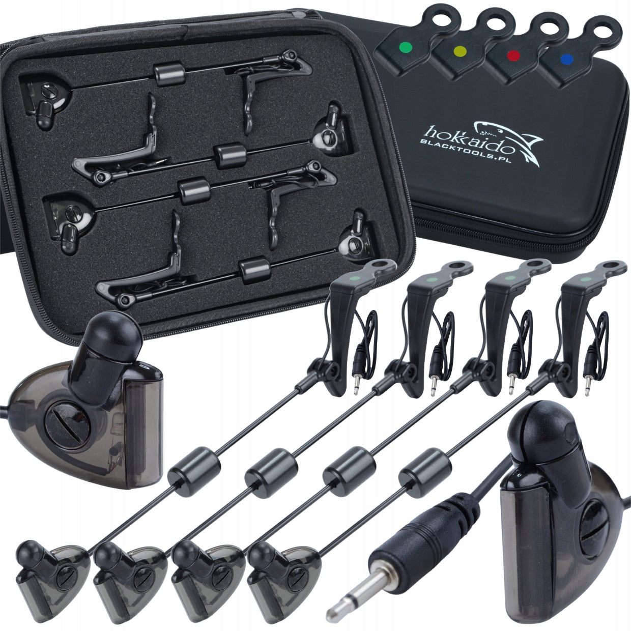 4 X SWINGER BITE ALARM JACK 2,5MM SENSOR SET HOKKAIDO CASE