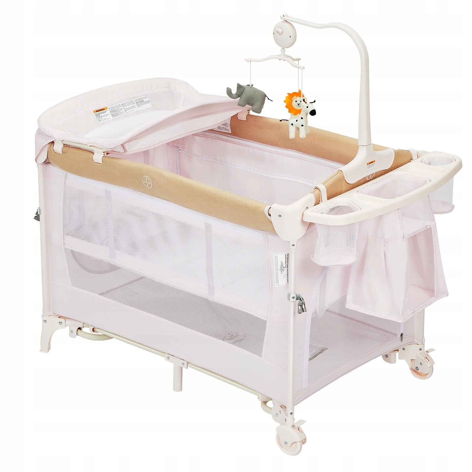 4 in 1 Baby Bedside, Rocking Bassinet, Diaper Change, Storage Pocket