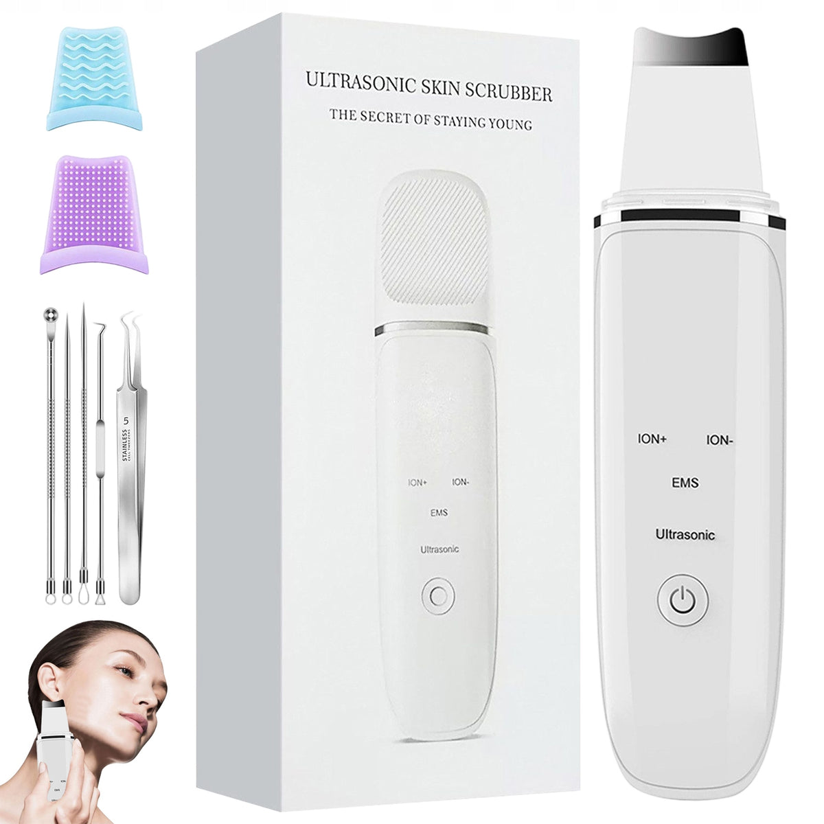 4-in-1 EMS Ultrasonic Skin Spatula, Electric Pore & Blackhead Cleaner Tool