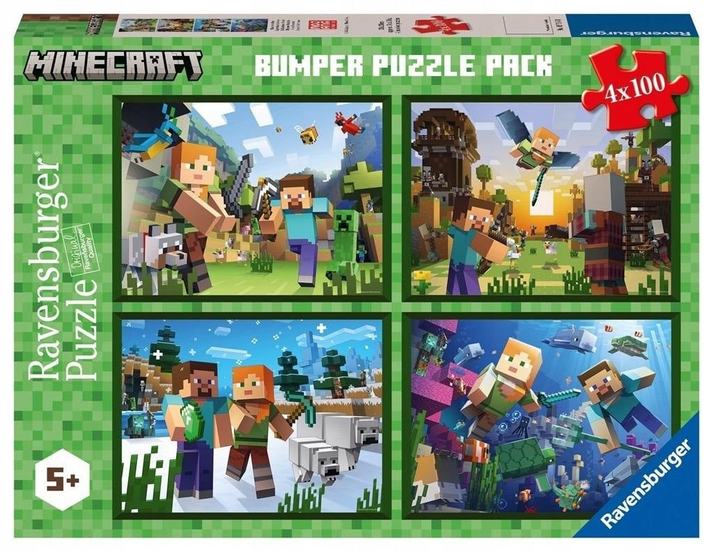 4-in-1 Minecraft Jigsaw Puzzle Set (100 Pieces Each)
