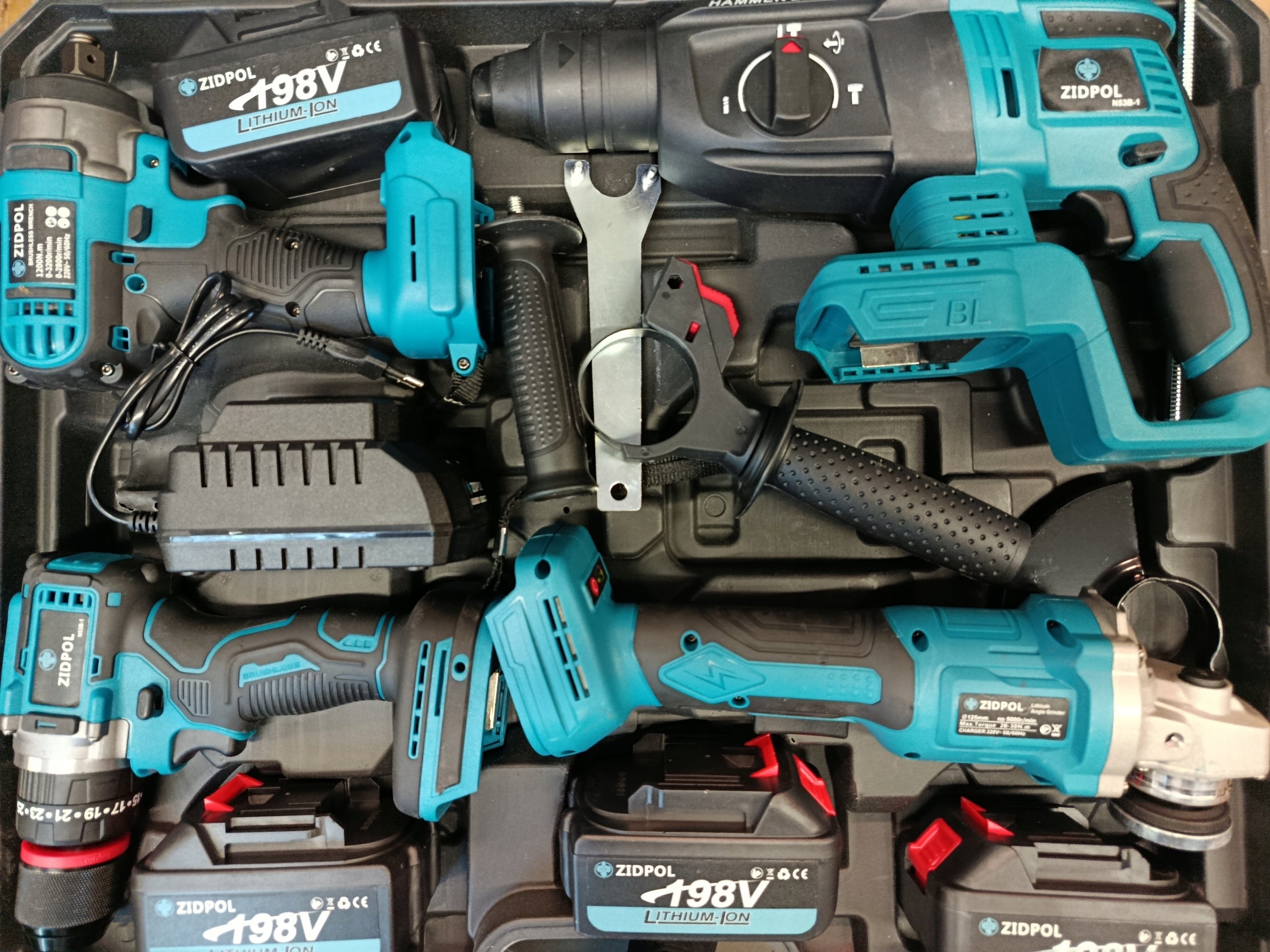 4-in-1 Tool Kit: Grinder, Wrench, Screwdriver, Hammer Drill