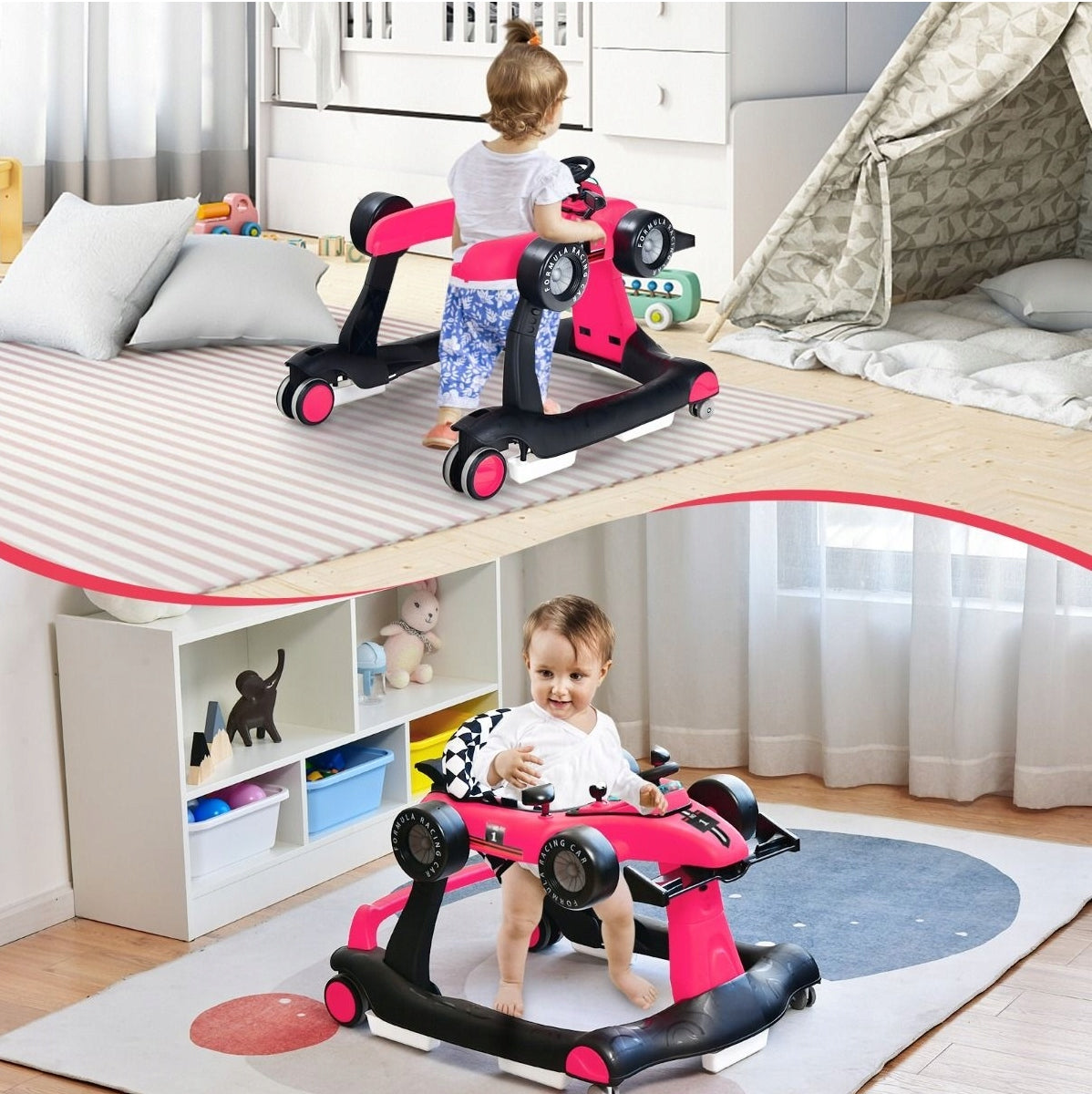 4-in-1 Walker Ride-On with Adjustable Height Brand Costway
