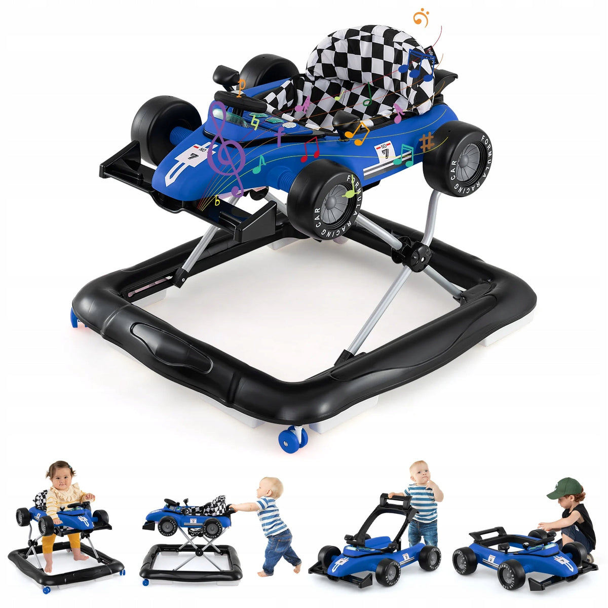 4-in-1 Walker with 3-Stage Height Adjustment Baby Walker
