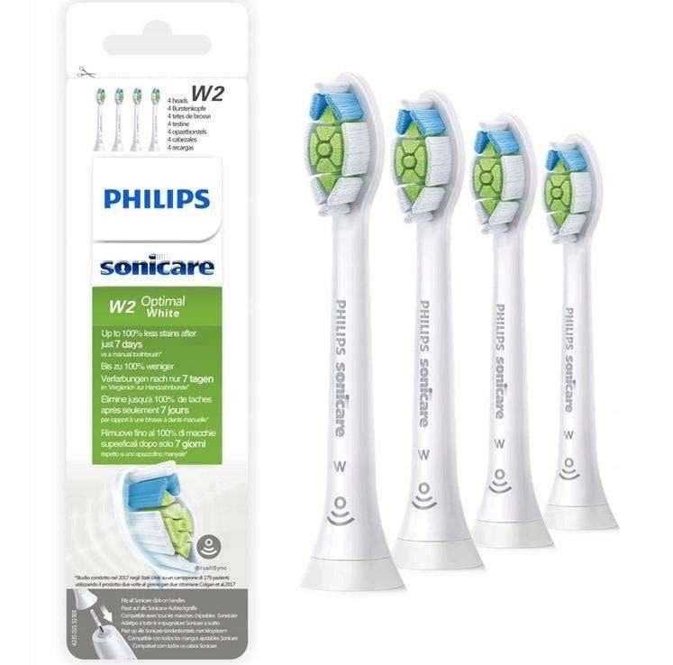 4 pcs Philips Sonicare W2 hx6064 Optimal White Toothbrush Tips