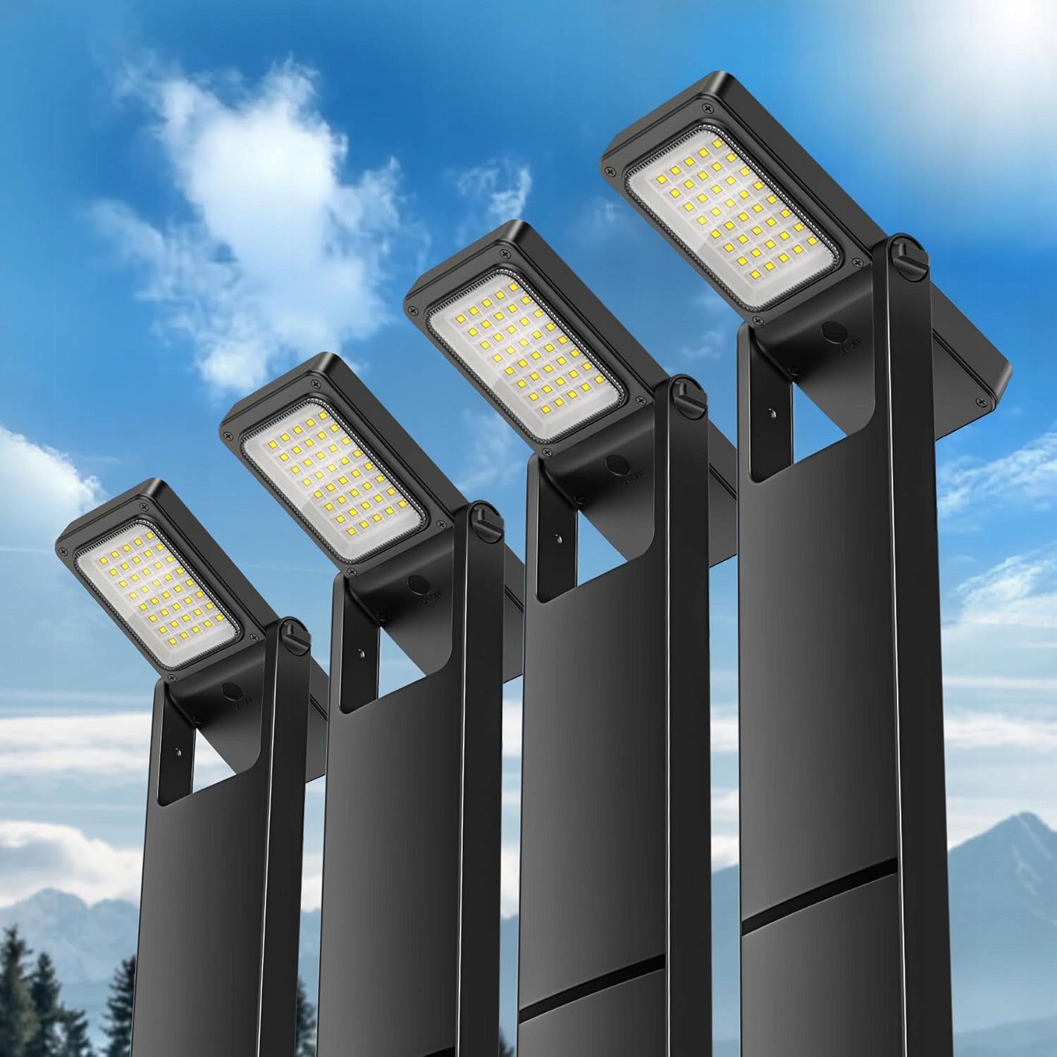 4 x Garden Lamp Standing Post 70cm Outdoor 3500K LED Warm White