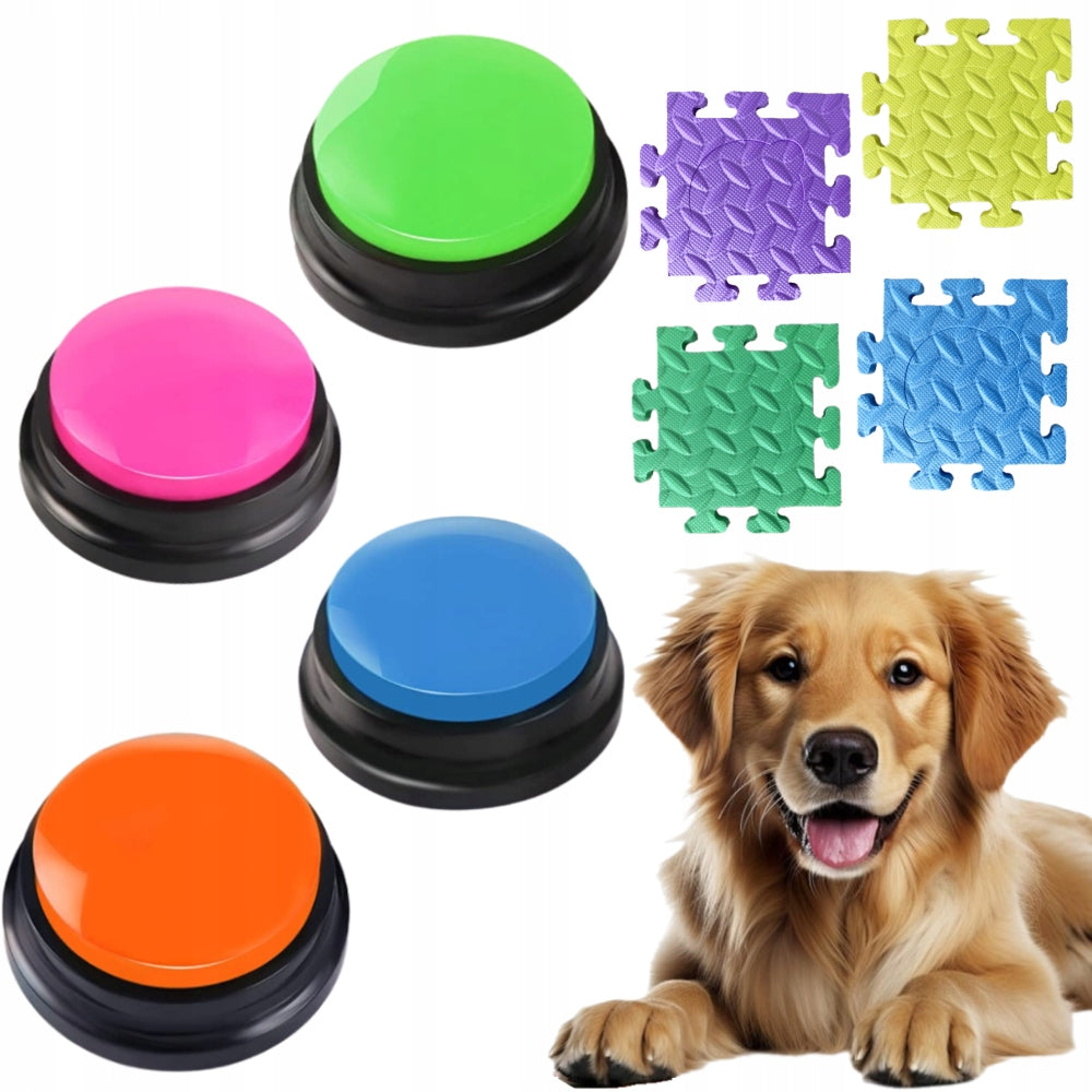 4 x SOUND RECORDING BUTTON FOR TRAINING OF ANIMALS WITH FIXING PAD