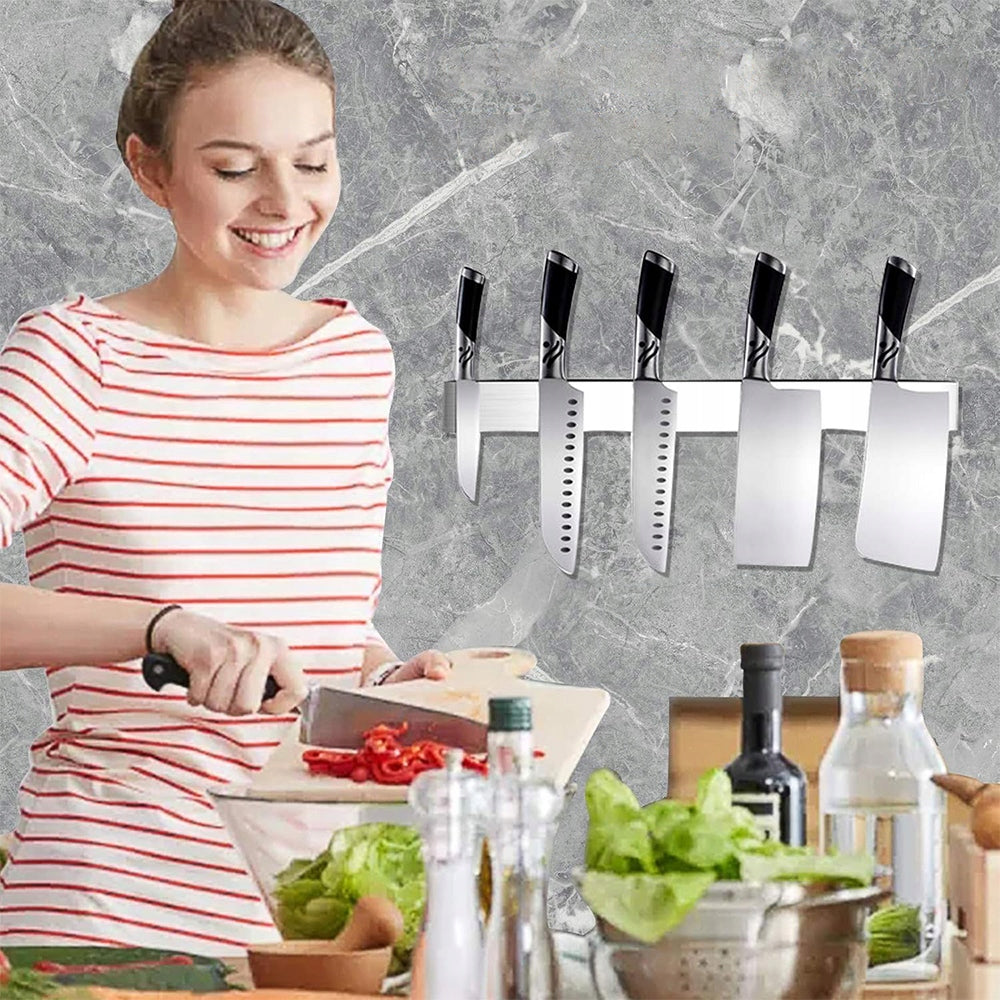 40 CM MAGNETIC HOLDER FOR KNIVES AND TOOLS SELF-ADHESIVE STAINLESS STEEL Packaging status original