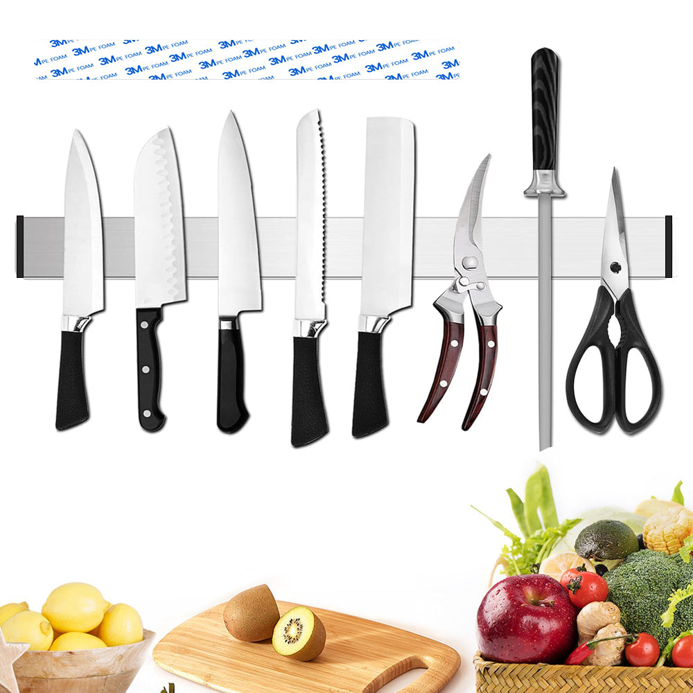 40 CM MAGNETIC HOLDER FOR KNIVES AND TOOLS SELF-ADHESIVE STAINLESS STEEL