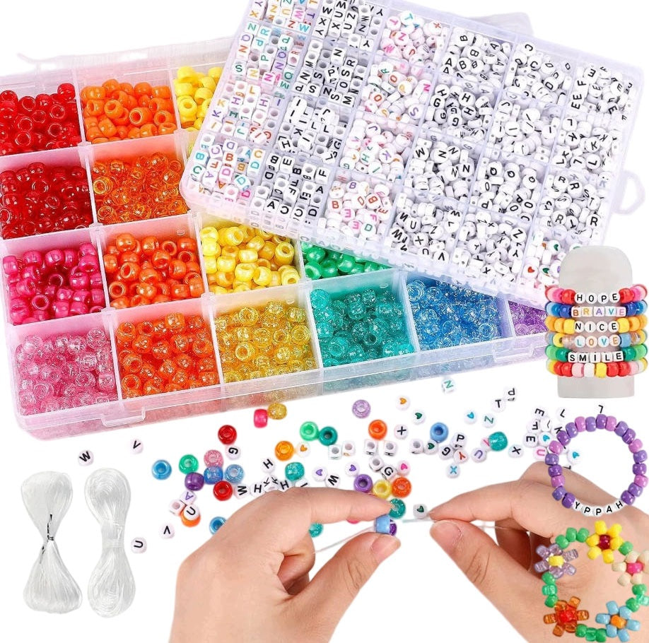 4000 Pcs 24 Colors Beads Pony Rainbow Kandi Bead For Rob Set