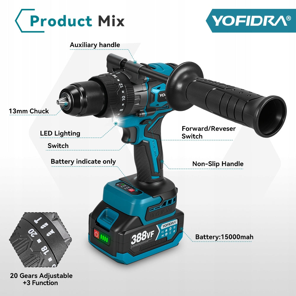 400NM BRUSHLESS Drill POWERFUL 2x21V IMPACT DRILL/DRIVER EAN (GTIN) 735425897651