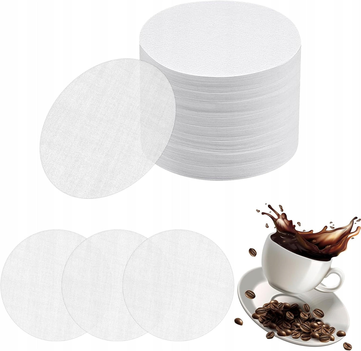 400X ROUND NATURAL PAPER FILTER FOR ESPRESSO LATTE 64mm COFFEE MAKER