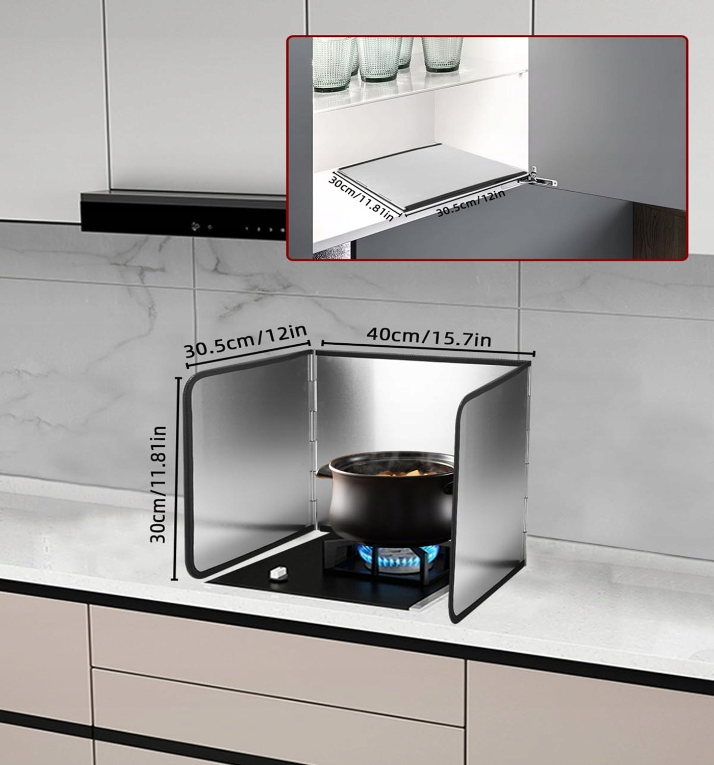 40×30.5×30cm Folding Splash Guard for Stove, for Kitchen Plate Packaging status original