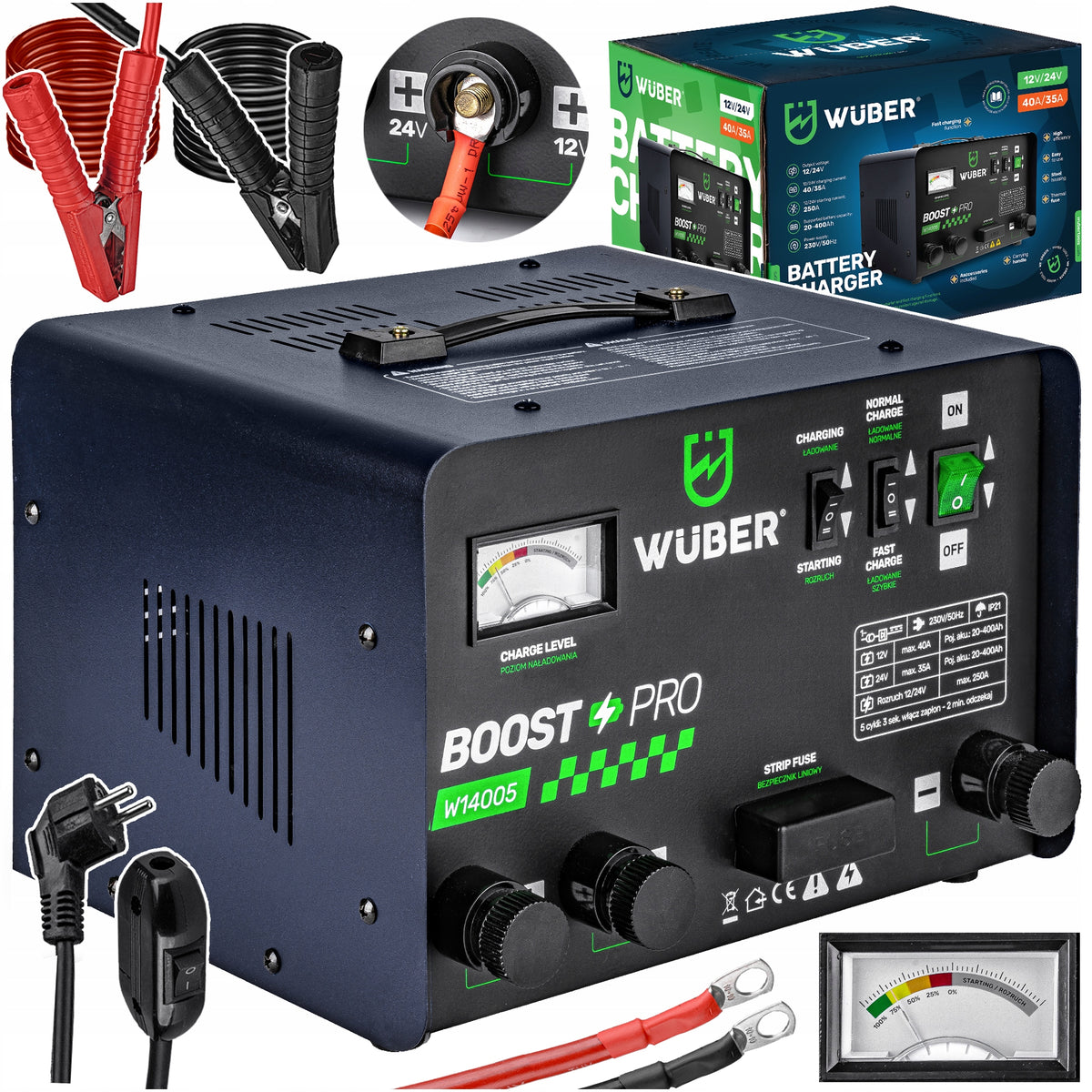 40A BATTERY RECTIFIER WITH START-UP 20-400AH CAR 12V/24V WUBER