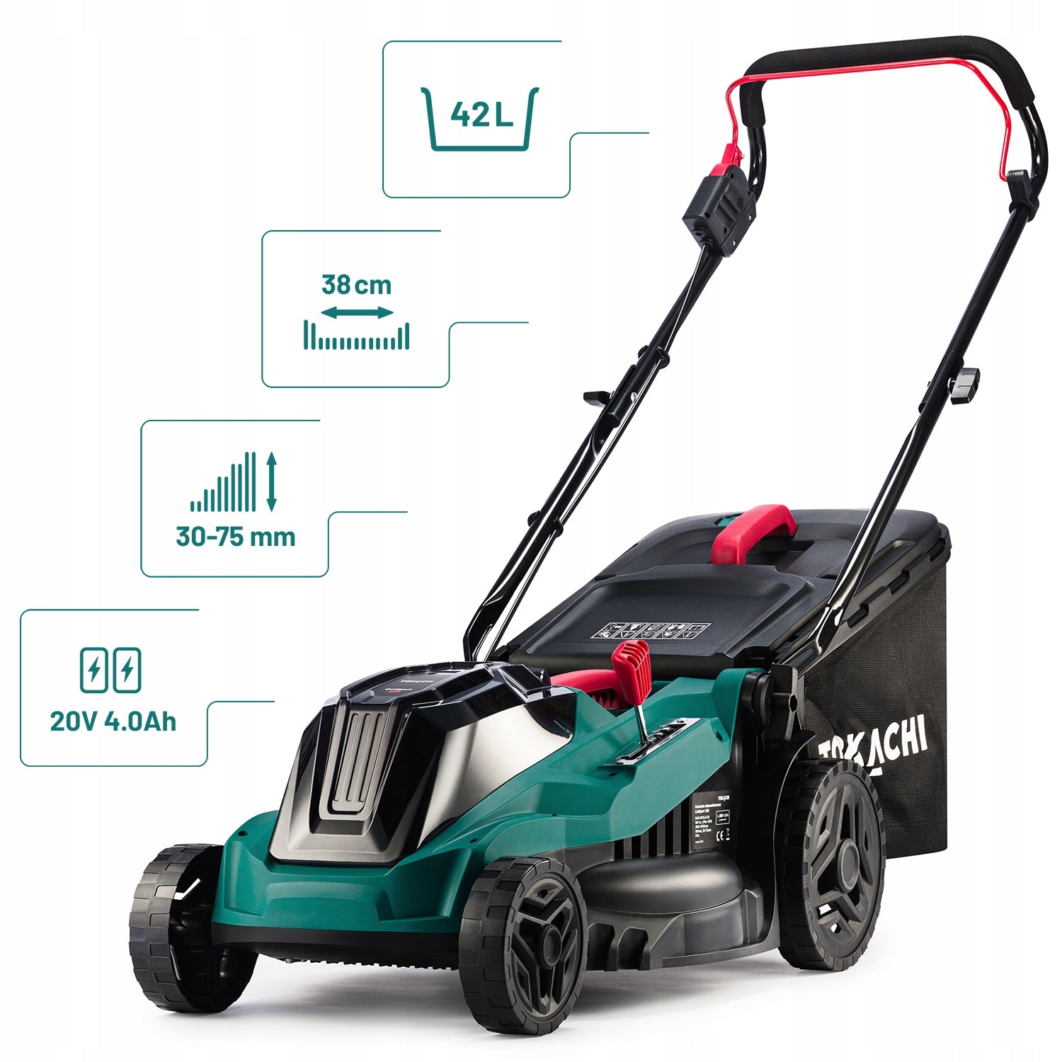 40V CORDLESS MOWER POWERFUL 38CM FOR GRASS TWO 8AH BATTERIES + CHARGER Manufacturer code NAR/KOS/A/01