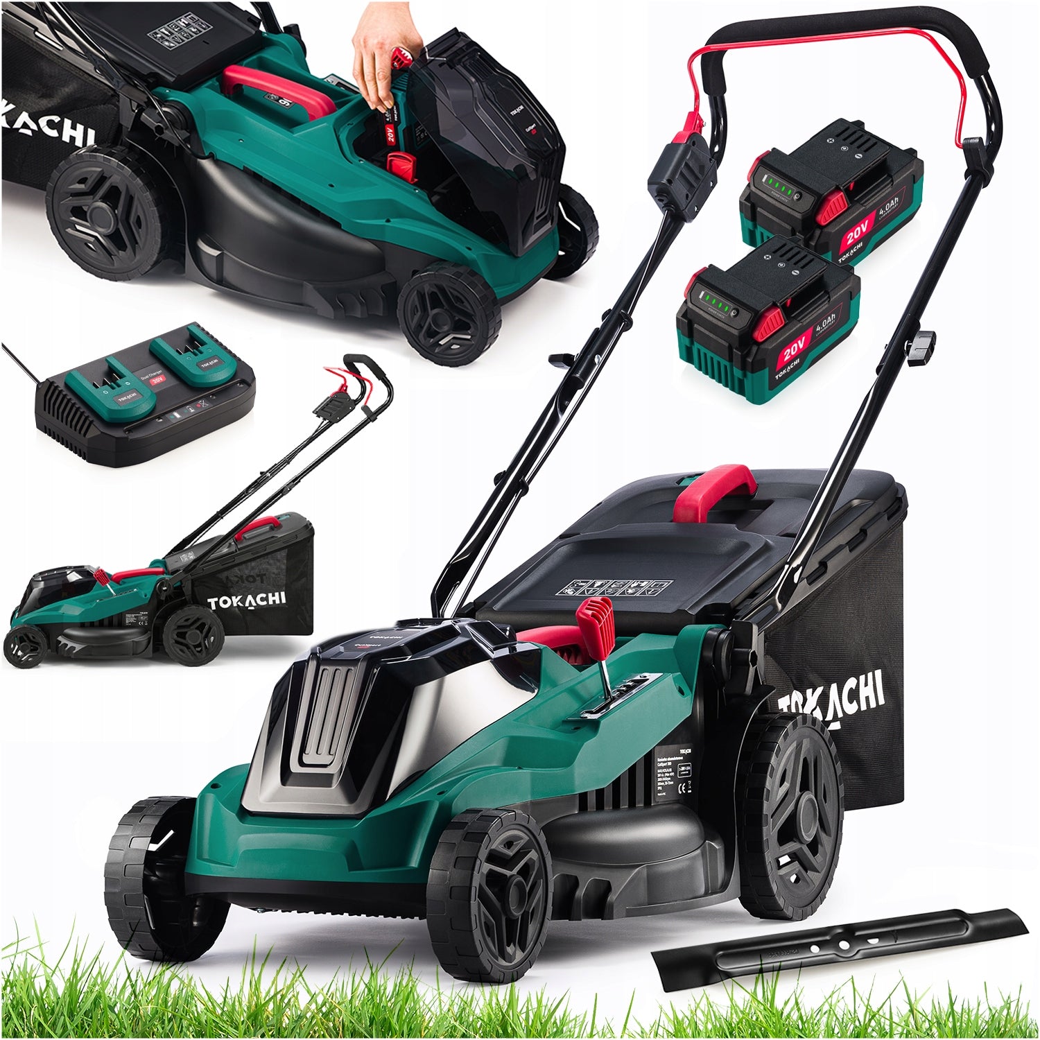 40V CORDLESS MOWER POWERFUL 38CM FOR GRASS TWO 8AH BATTERIES + CHARGER