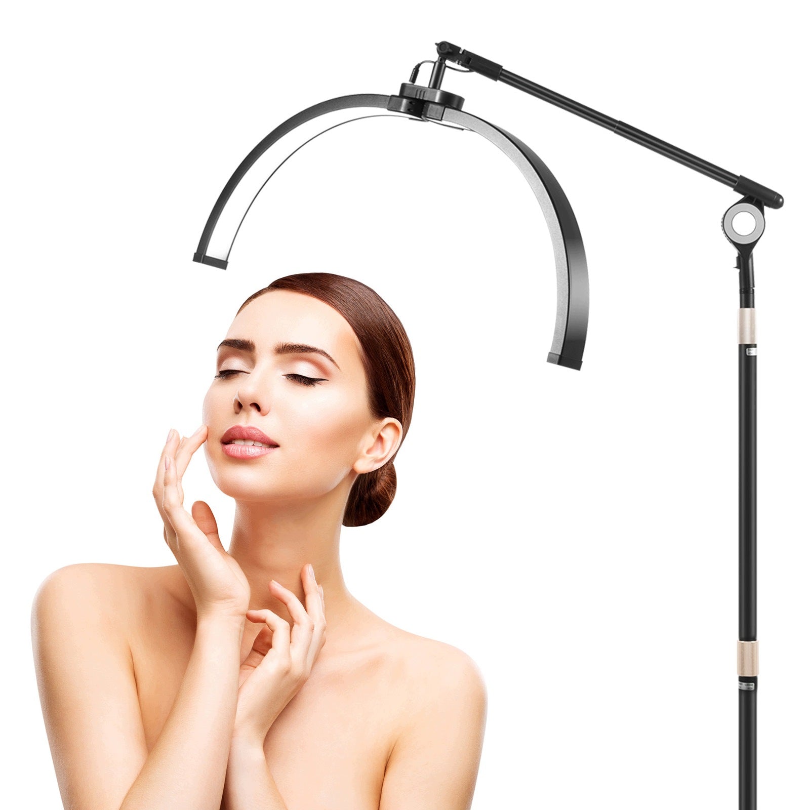 40W HALF MOON LIGHT 28INCH FLOOR DESKTOP MAKEUP LAMP WITH REMOTE BLACK