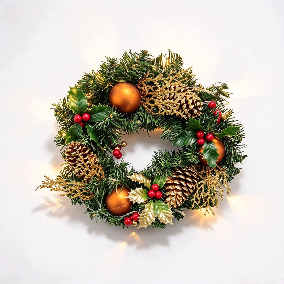 40cm Handmade Christmas wreath decoration for door window with LED