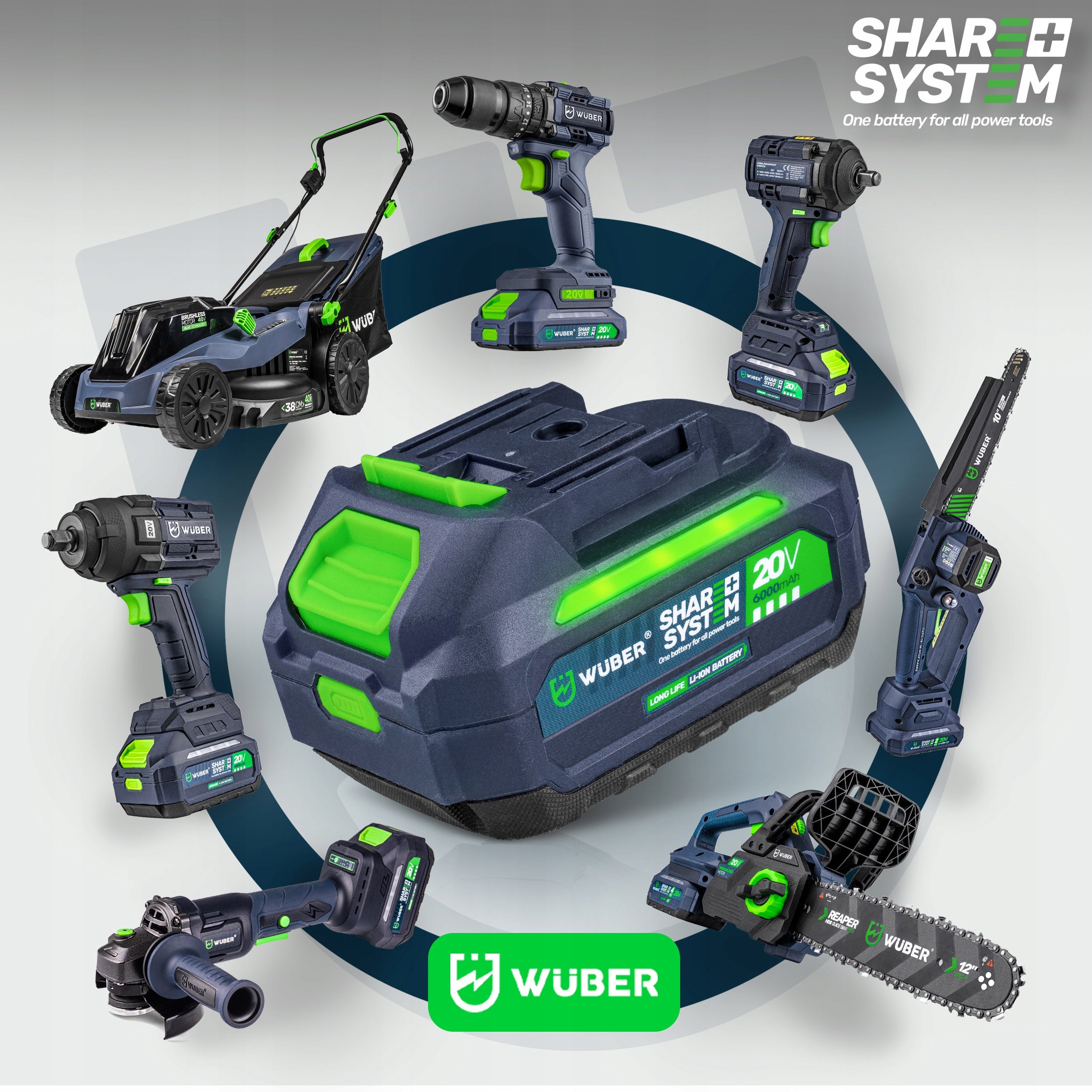 43CM BRUSHLESS CORDLESS LAWN MOWER FOR GRASS 2X AKU 6 AH STRONG WUBER Manufacturer code W04803