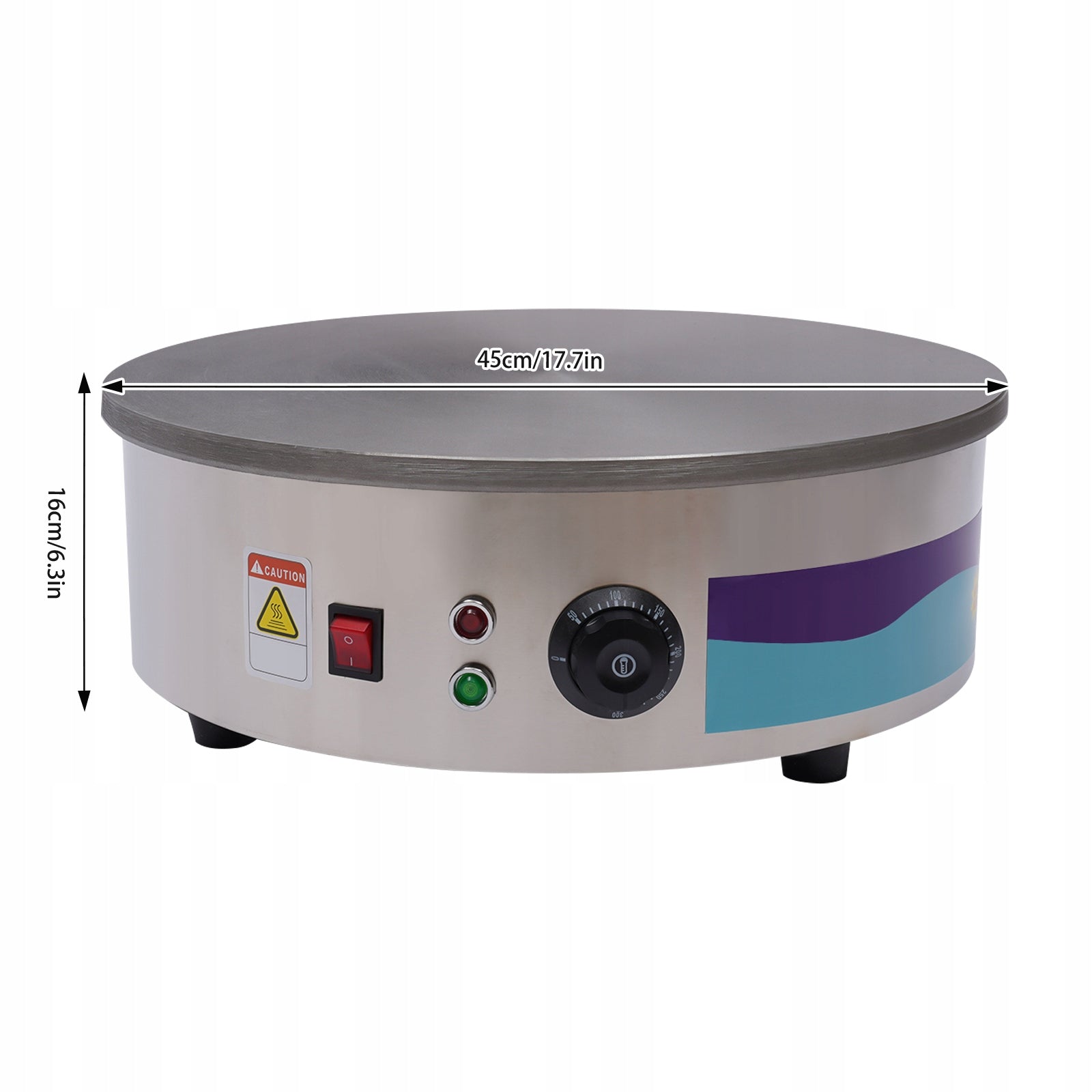 45CM 3KW ELECTRIC CREPE MAKER, CREPE MAKER WITH SPREADER&SPATULA Packaging status original