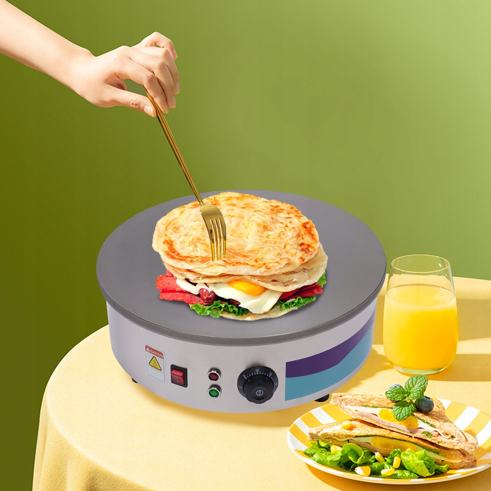 45CM Electric Crepe Maker Machine with Spreader&Spatula 3KW 220V Power rating 3000 W