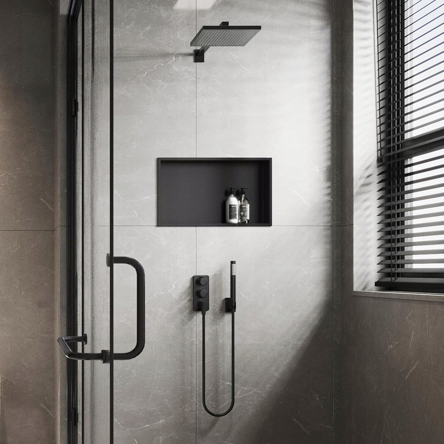 45x30x10CM BATHROOM RECESSED SHELF FLUSH MOUNTED COLLAR BLACK TEPE Manufacturer code TEPE